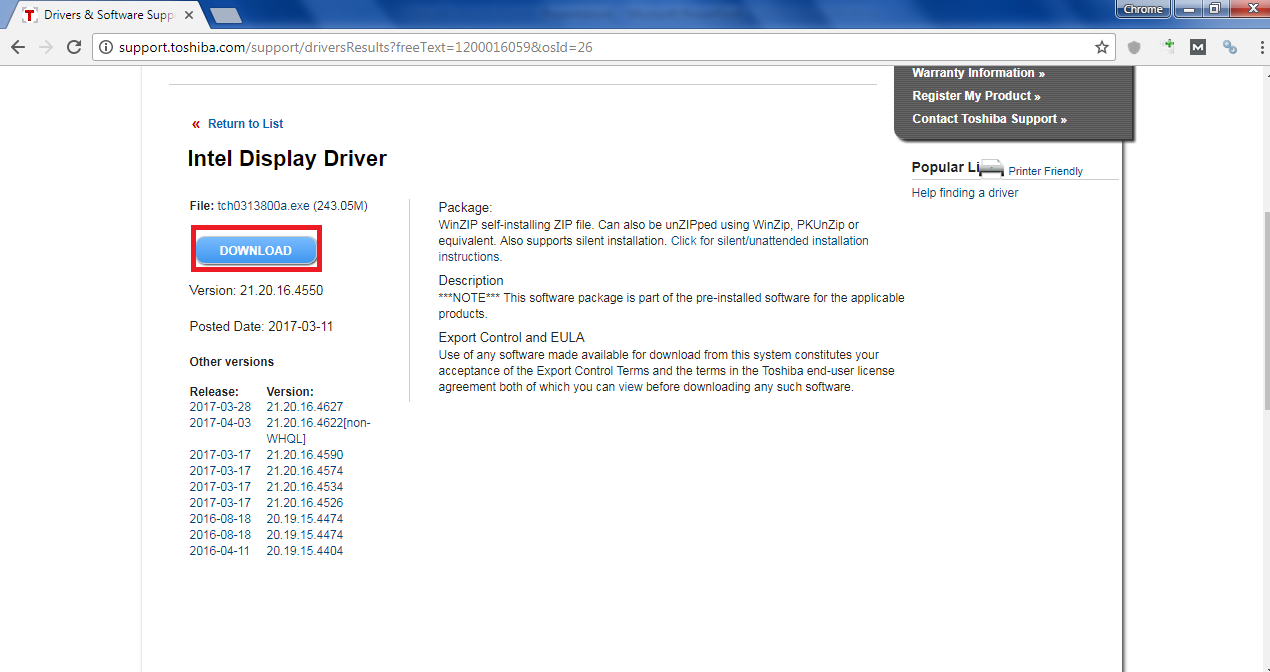 Step 5-Download and Update Toshiba GraphicsVideoDisplay Drivers